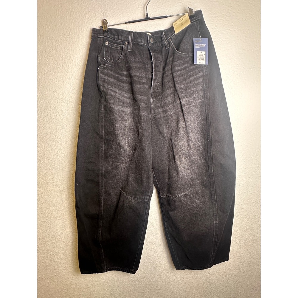 Universal Thread Womens 12 High Rise Curved Leg Ankle Jeans Black Denim NWT